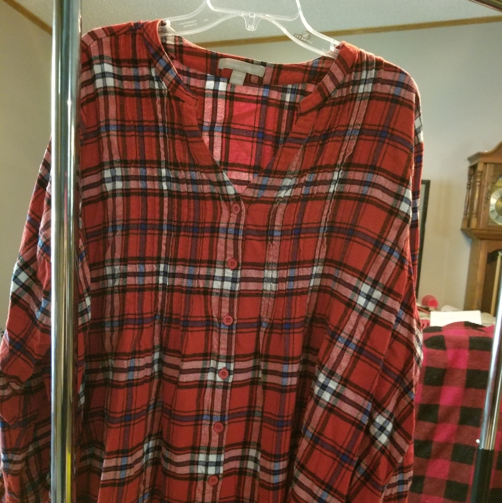 Woman Within 3x Red Plaid Blouse